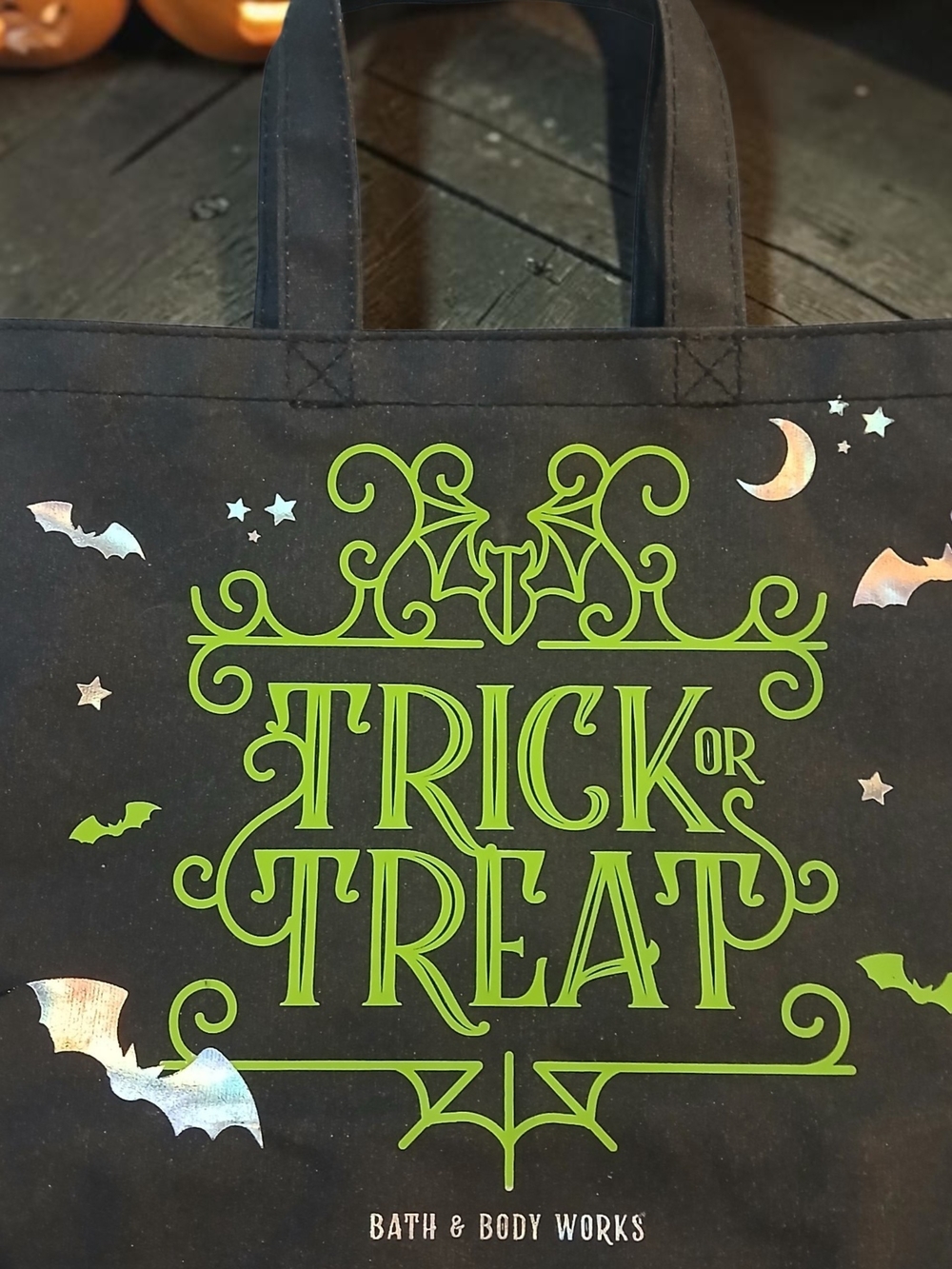 Bath & Body Works Black & Green 'Trick or Treat' Halloween Tote